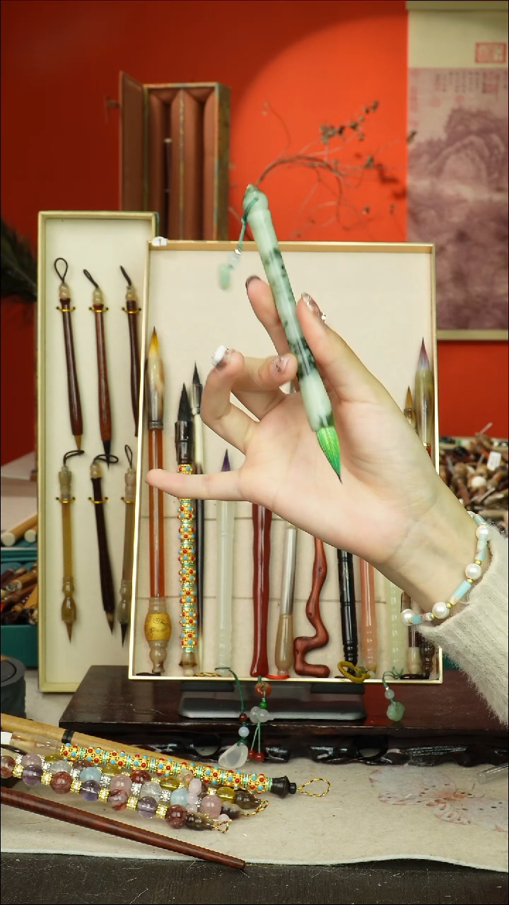 127号闪孤品高货毛笔链接 清水试笔 蘸墨不退