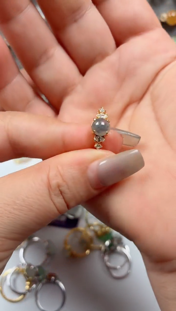 银S925镶嵌戒指翡翠.