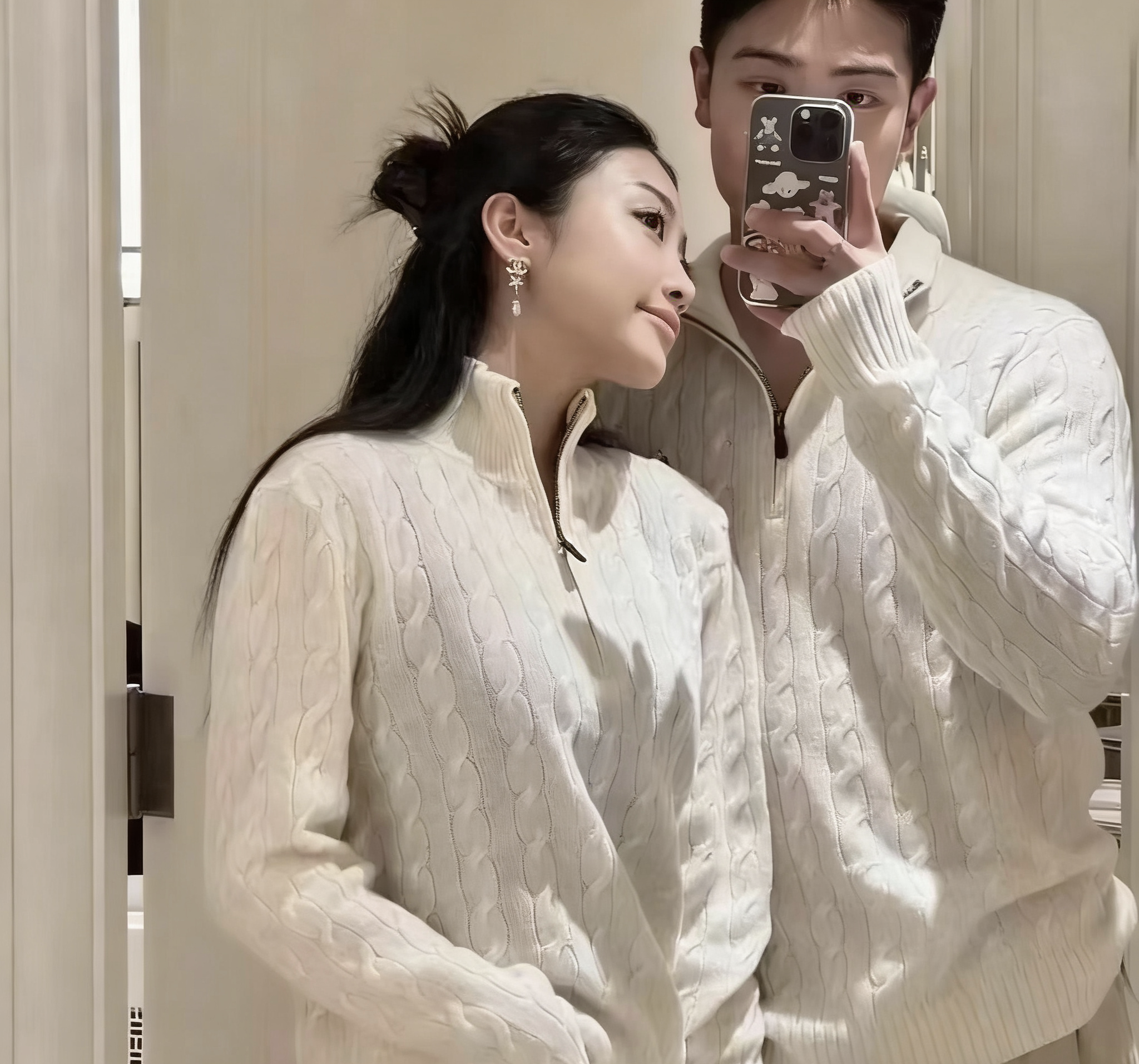 【明星同款】羊毛衫小马刺绣半拉链款刺绣秋冬针织男女同款