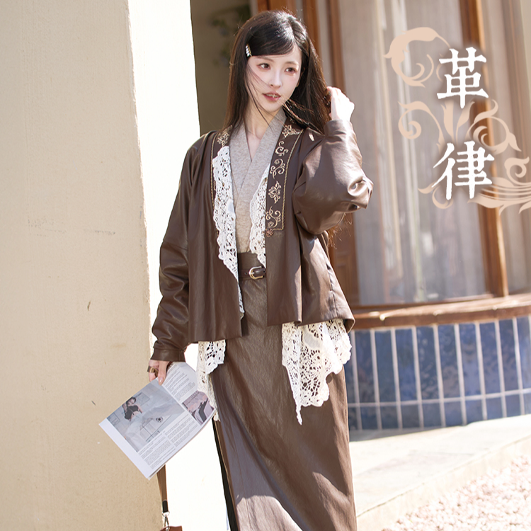 【革律11.29  12点开售】汉服皮衣加绒飞机袖 拍完下架！