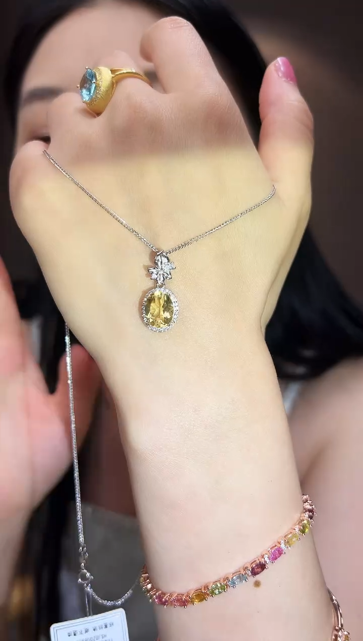 颈饰银S925镶嵌黄晶2【】
