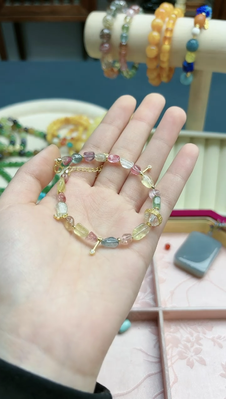 【闪购商品】碧玺手链银S925镶嵌碧玺手链*1 QK多样发一