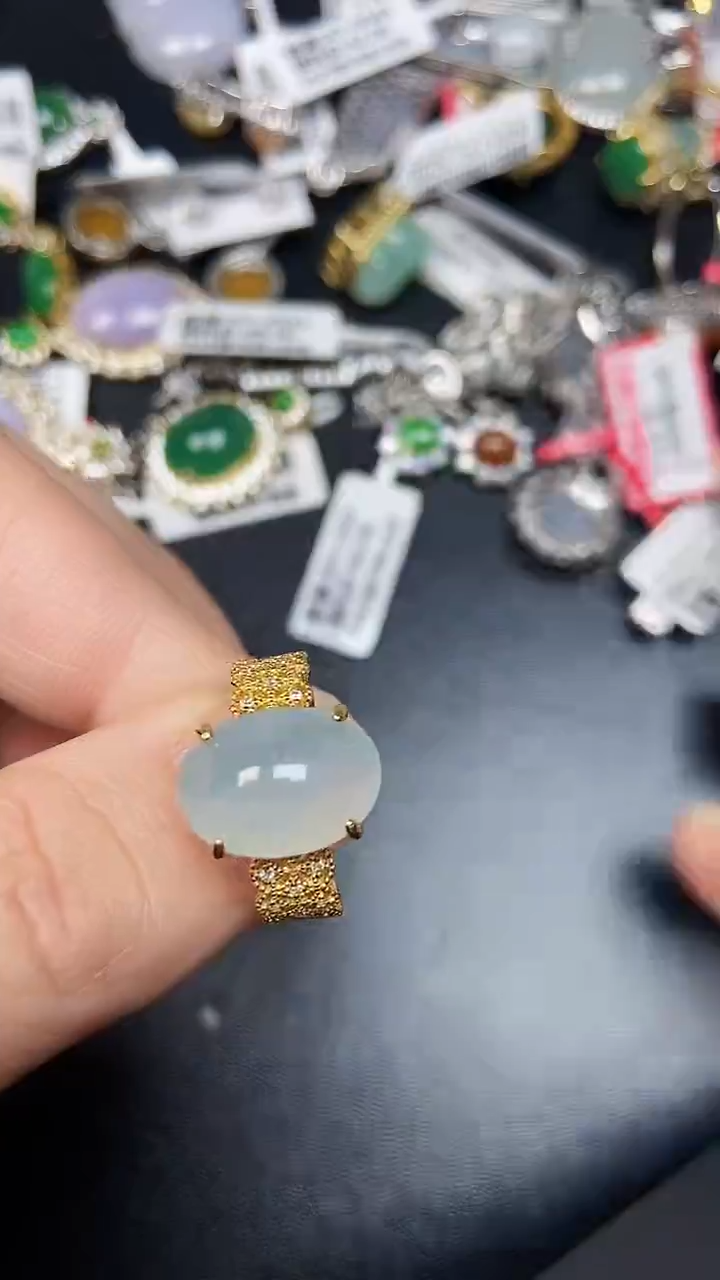 银S925镶嵌戒指翡翠3810