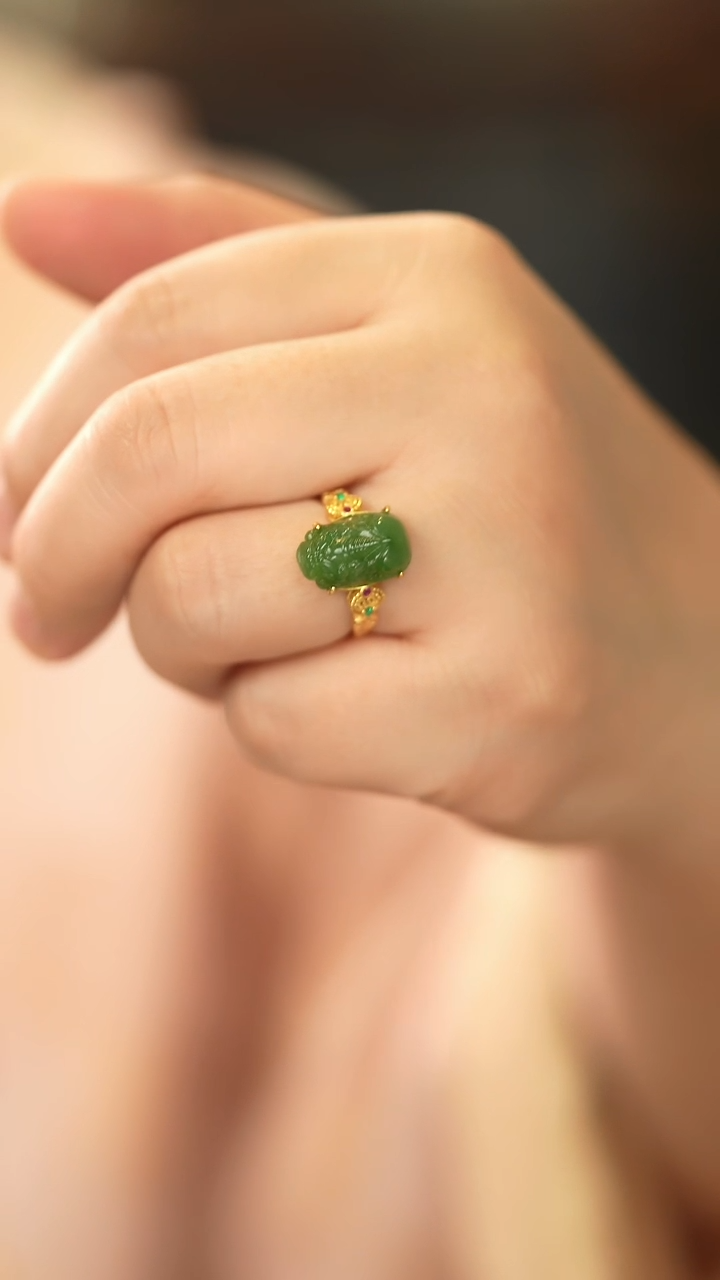 【闪购商品】和田玉戒指银S925镶嵌新款