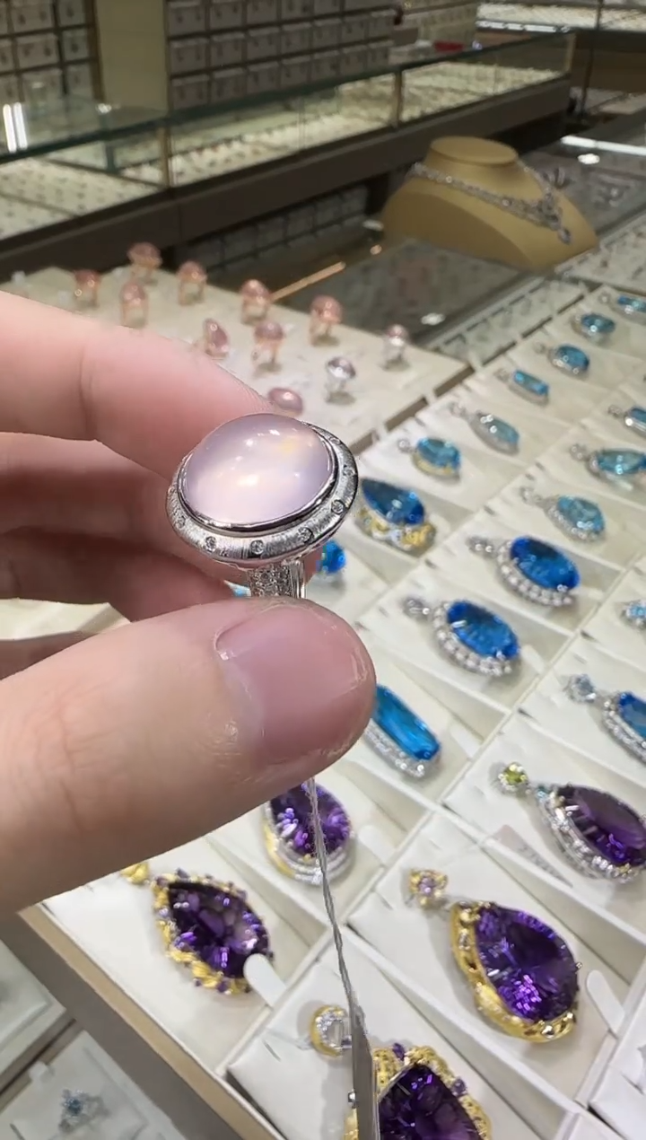 银S925镶嵌戒指芙蓉石10*18mm