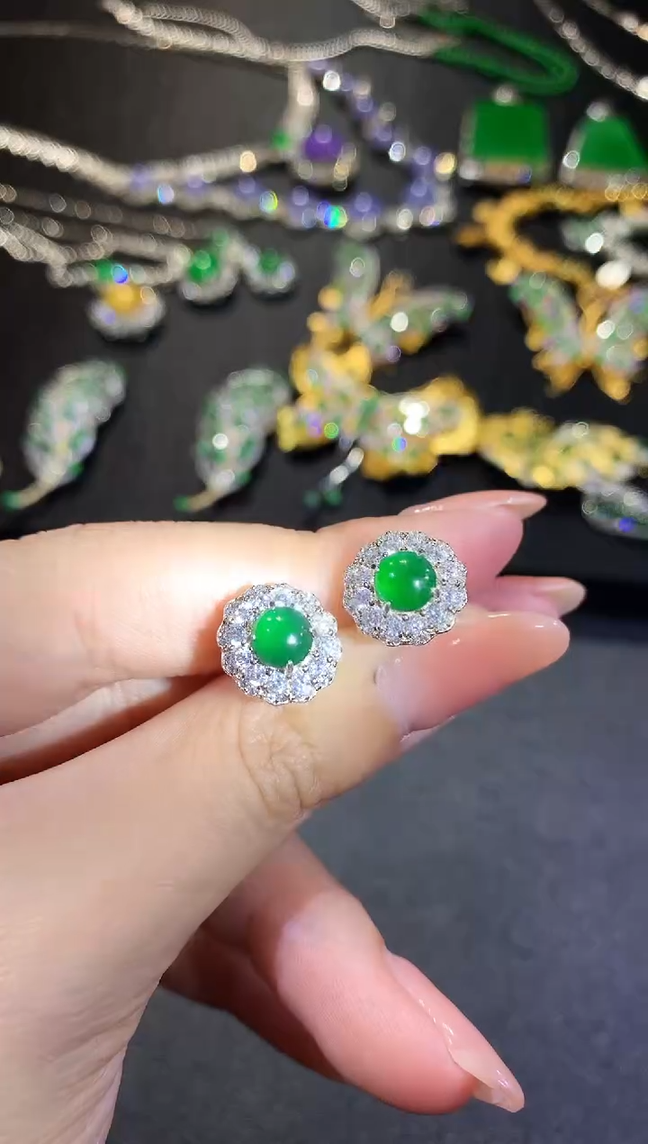 【闪购商品】翡翠耳饰银S925镶嵌161耳饰（多样性发货一件