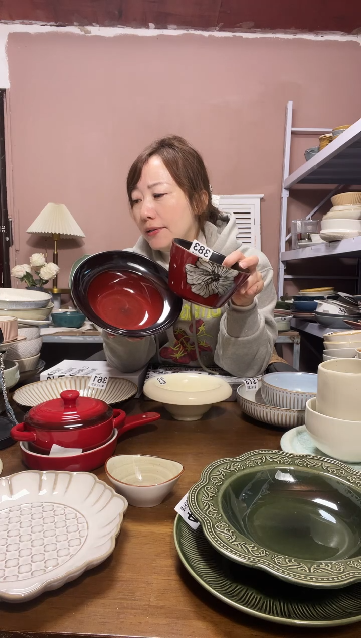 陶瓷微瑕（2个装）红草帽+红碗