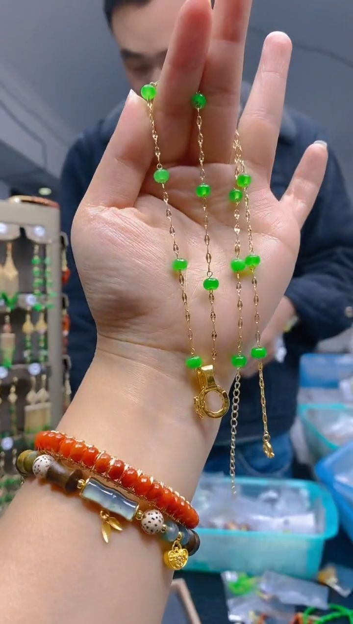 【闪购商品】翡翠耳饰合金0298翡翠锁骨链