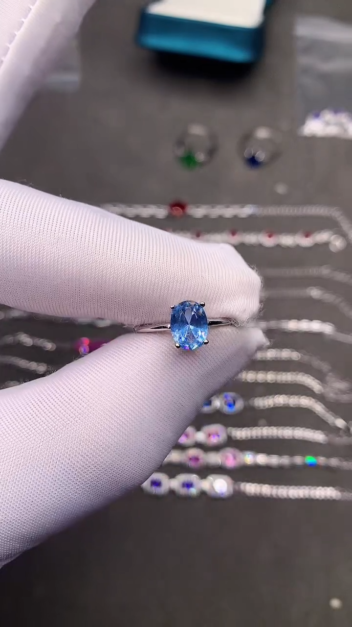 【闪购商品】海蓝宝石戒指银S925镶嵌..........