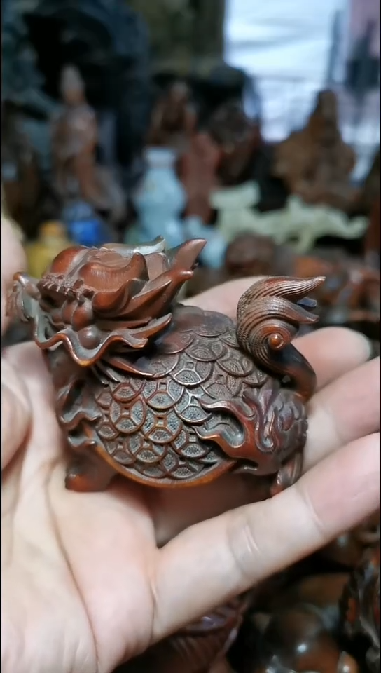 黄杨木龙龟摆件手把件