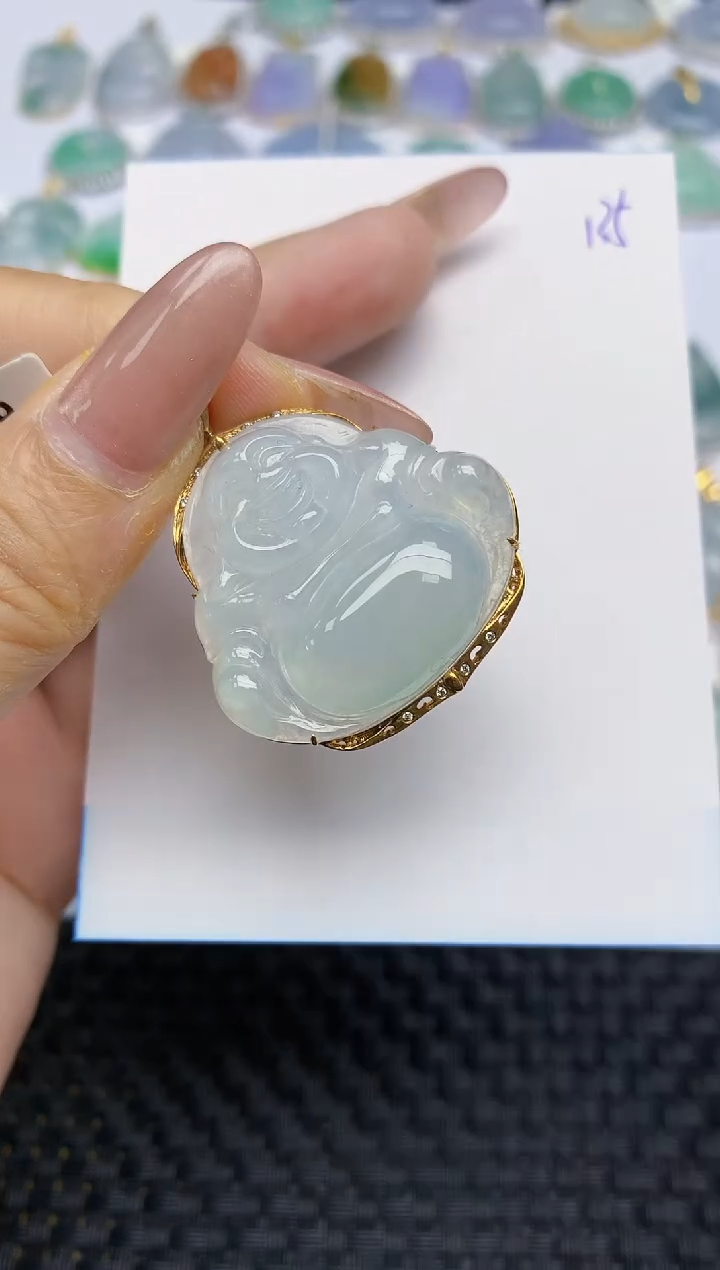 【闪购商品】翡翠颈饰18K金镶嵌天然A货翡翠 