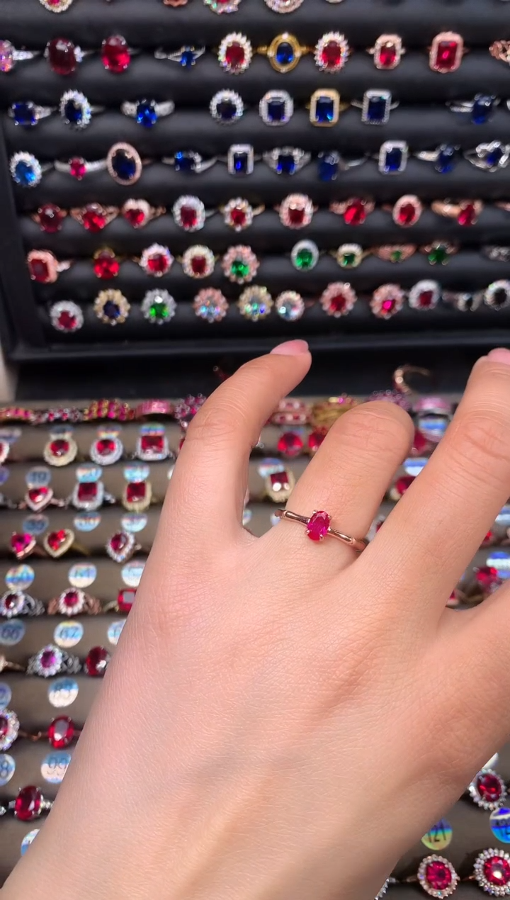 【闪购商品】红宝石戒指银S925镶嵌竹节