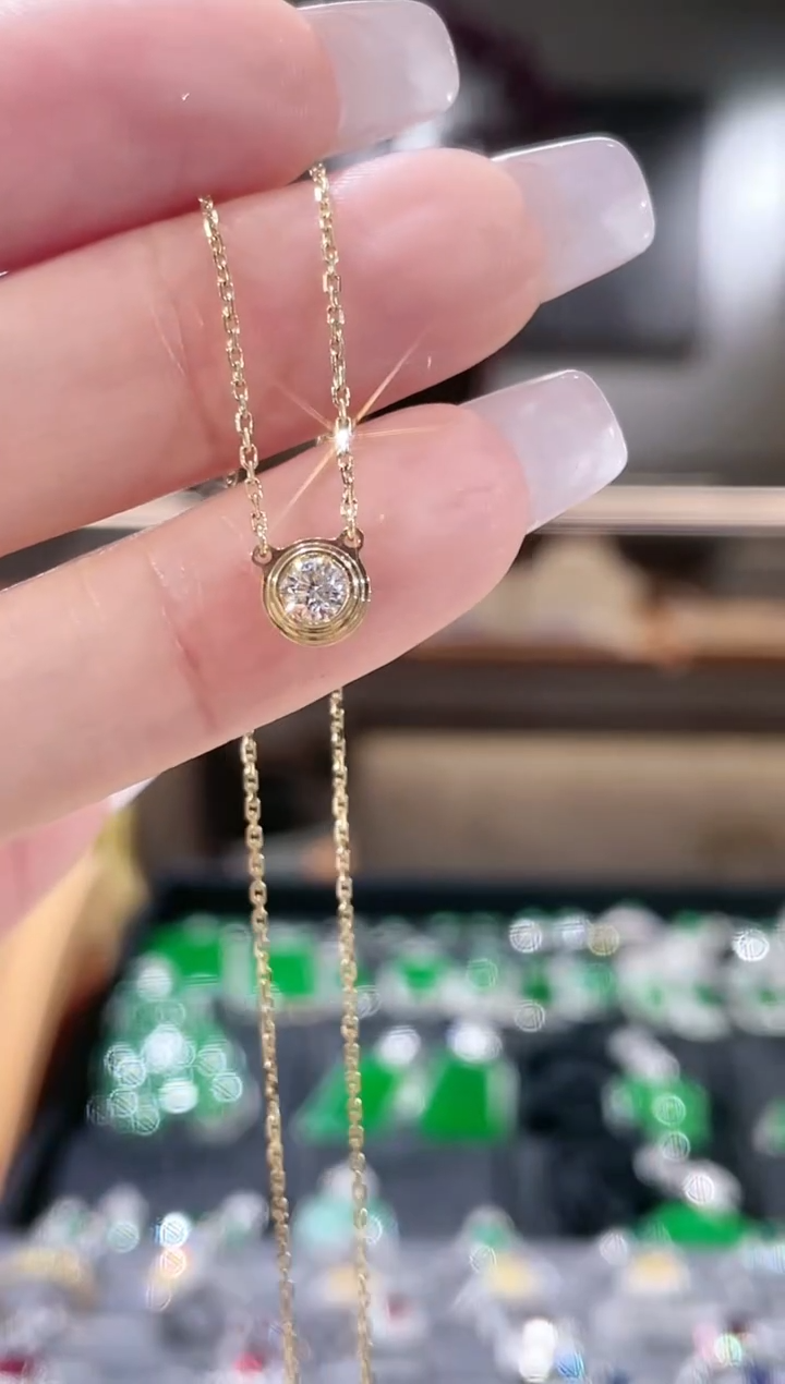 【闪购商品】钻石项链18K金镶嵌项链黄色