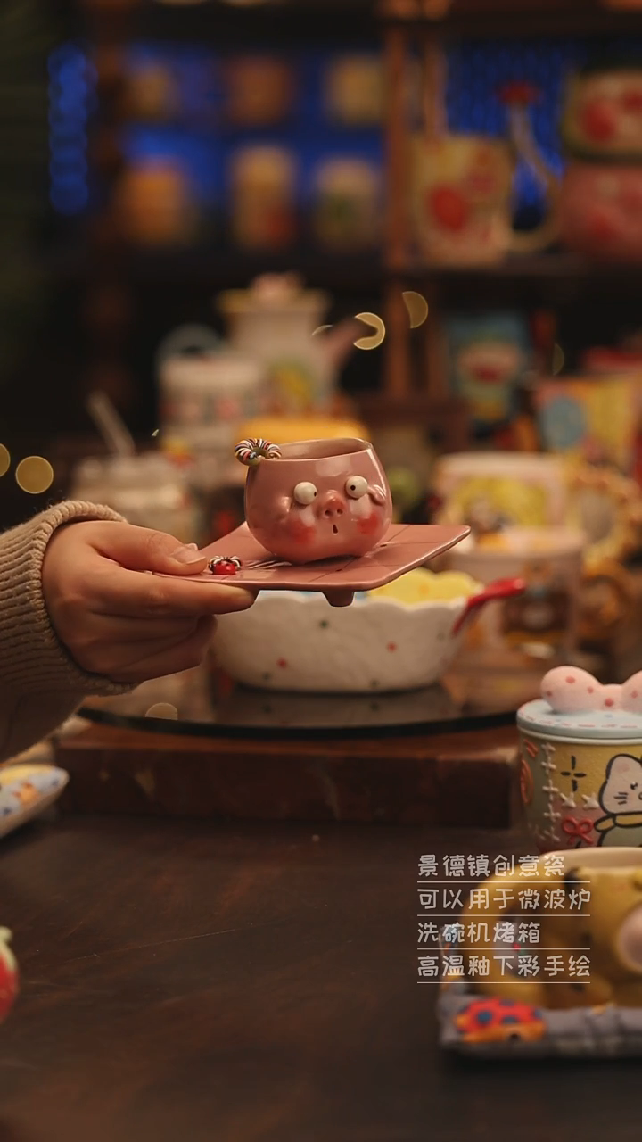 陶瓷景德镇可爱陶瓷釉下彩绘设计师款