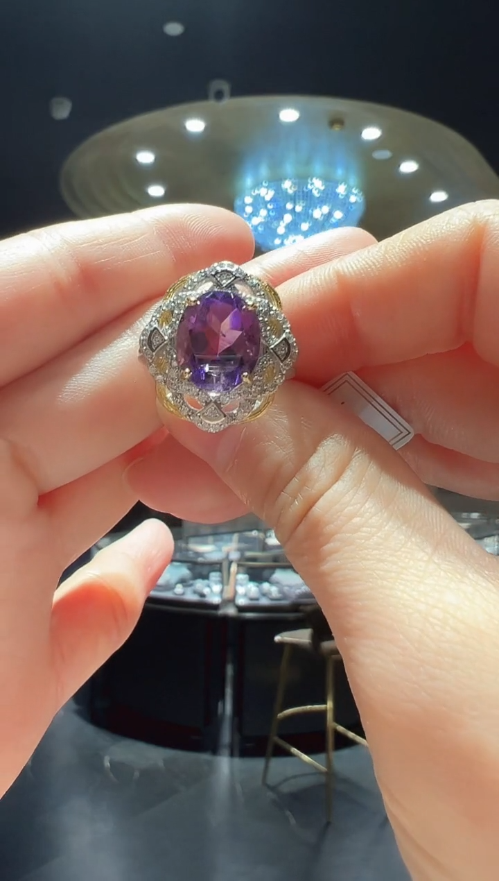 【闪购商品】水晶戒指银S925镶嵌57】天然有气泡体