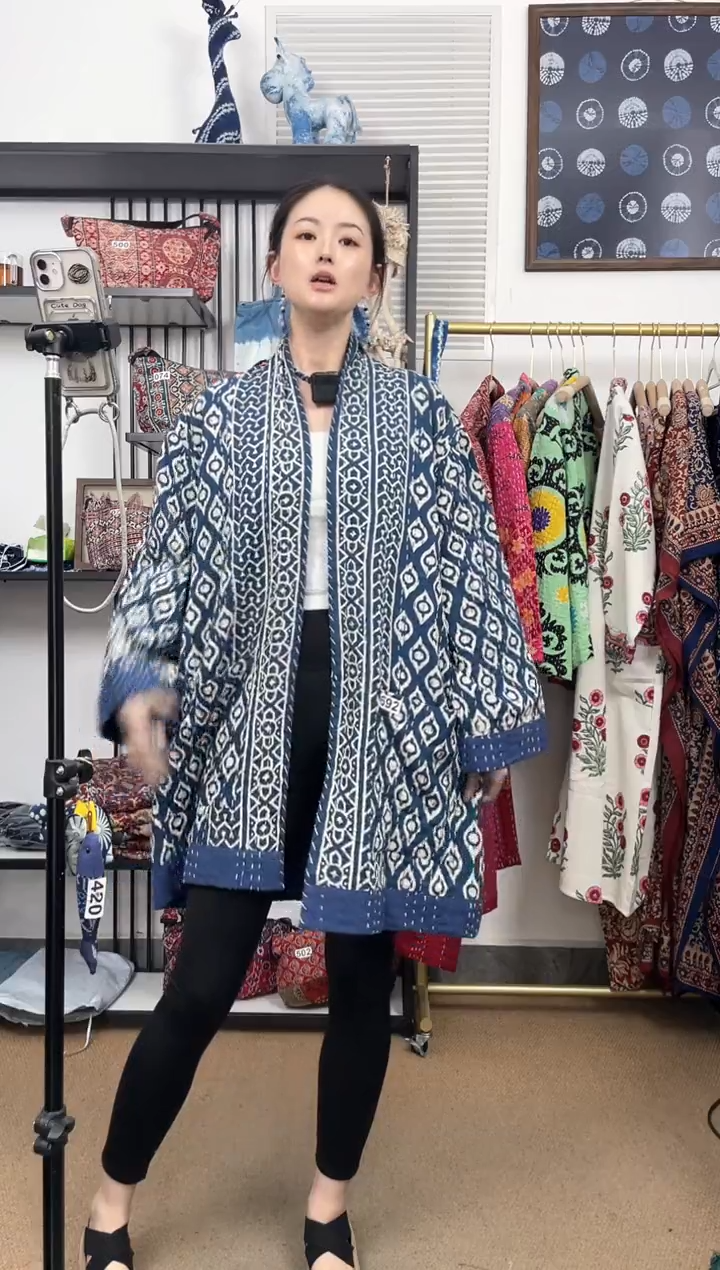 【闪购商品】692印度长绒棉蓝染刺子绣外套85cm