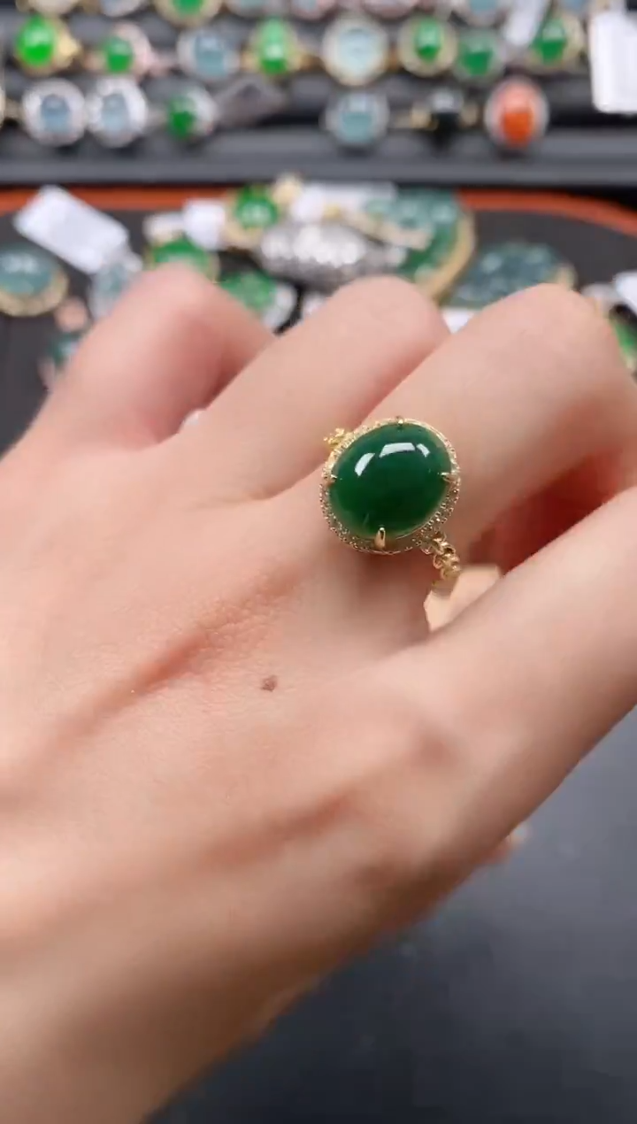 银S925镶嵌戒指翡翠111