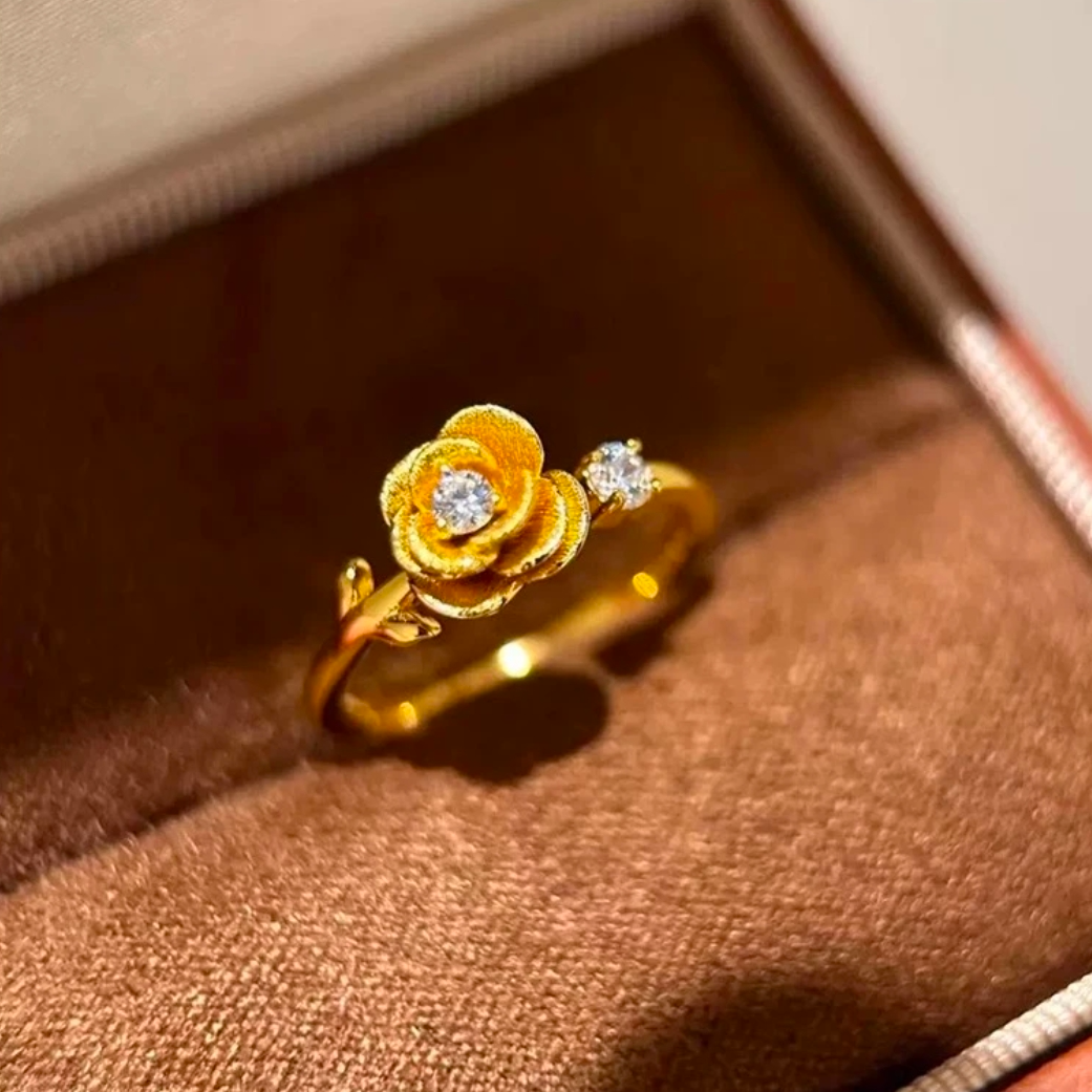 【质检发货】XH18K金玫瑰花戒指，现