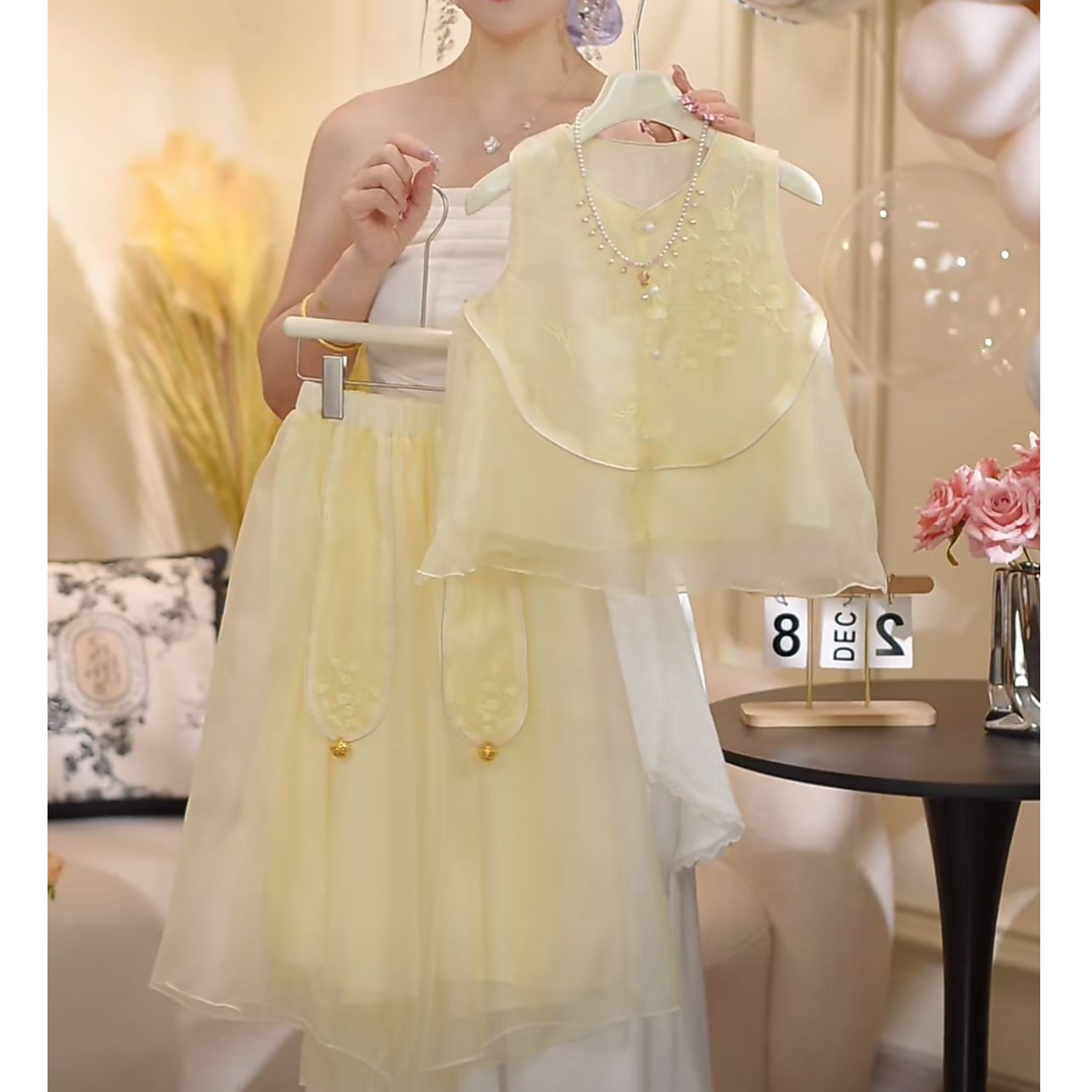 【可儿家】女童2025夏季公主薄款韩版公主风夏款时尚套装