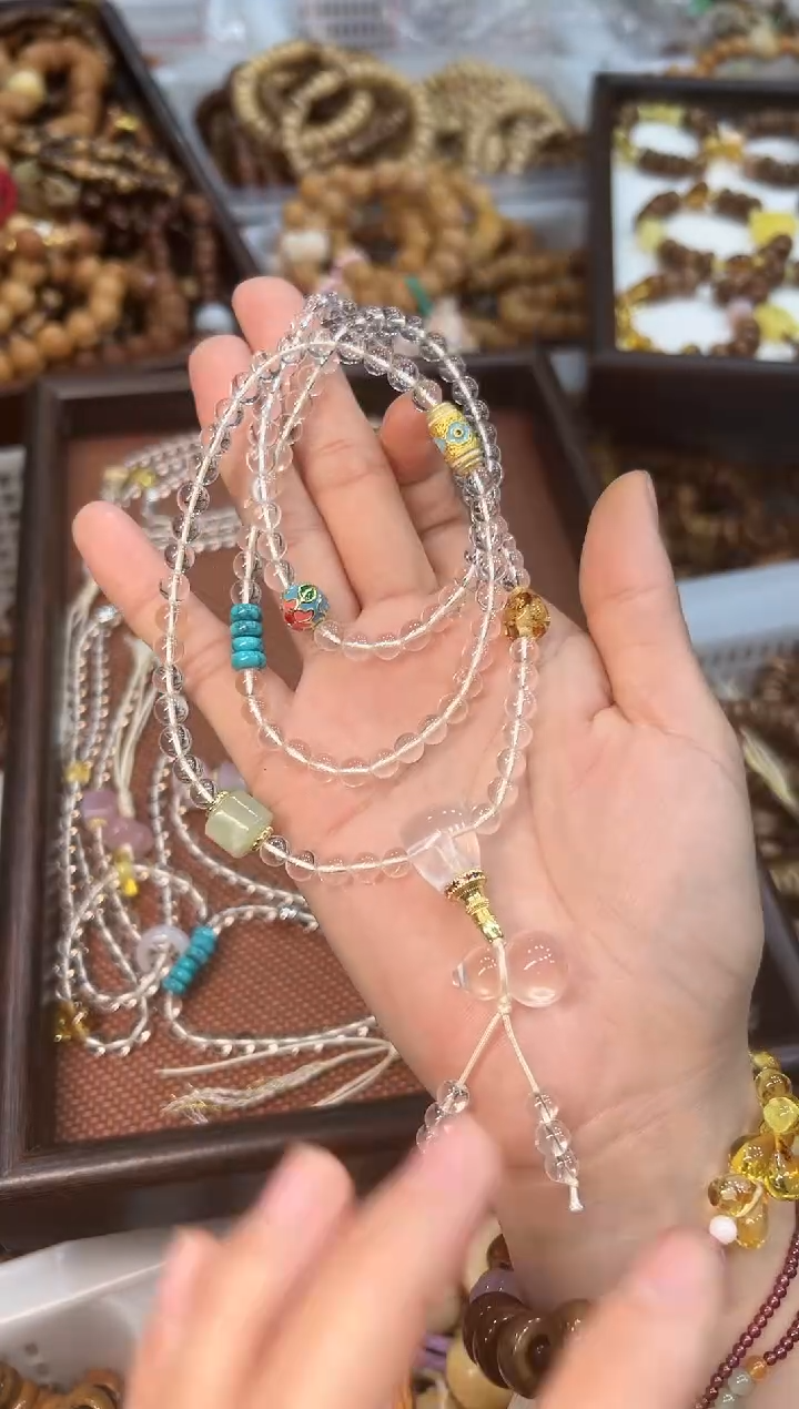 未镶嵌手链水晶卡6mm设计款 多圈  108颗脖挂【高配版】