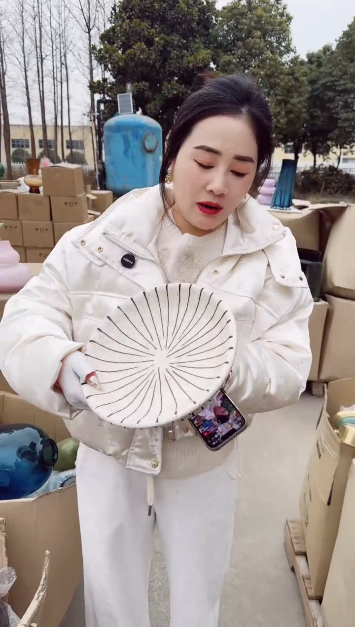 【闪购商品】玻璃XX-陶瓷果盘花瓶