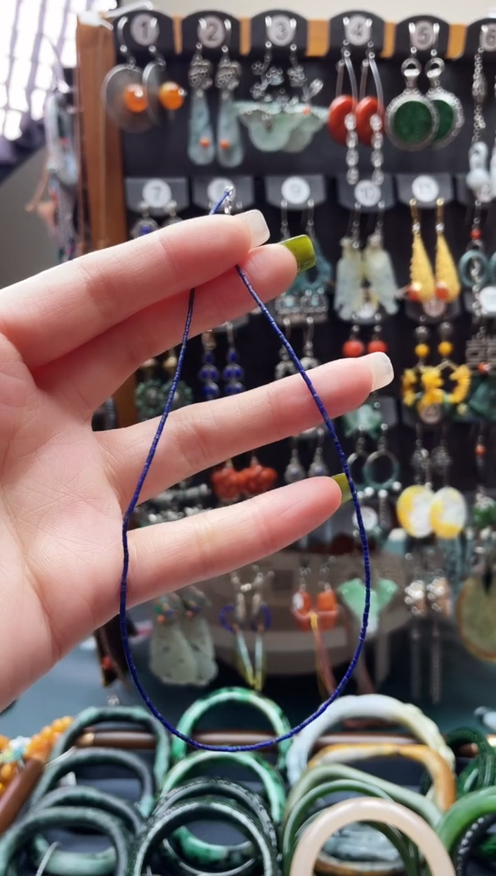 银S925镶嵌青金石颈饰饰品