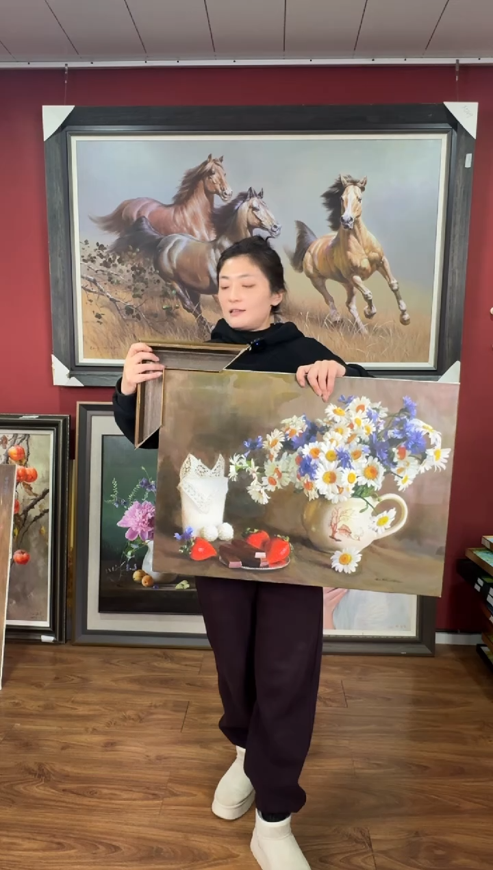 油画【号】朝鲜原创纯手绘孤品油画丨顺丰包邮丨带装裱