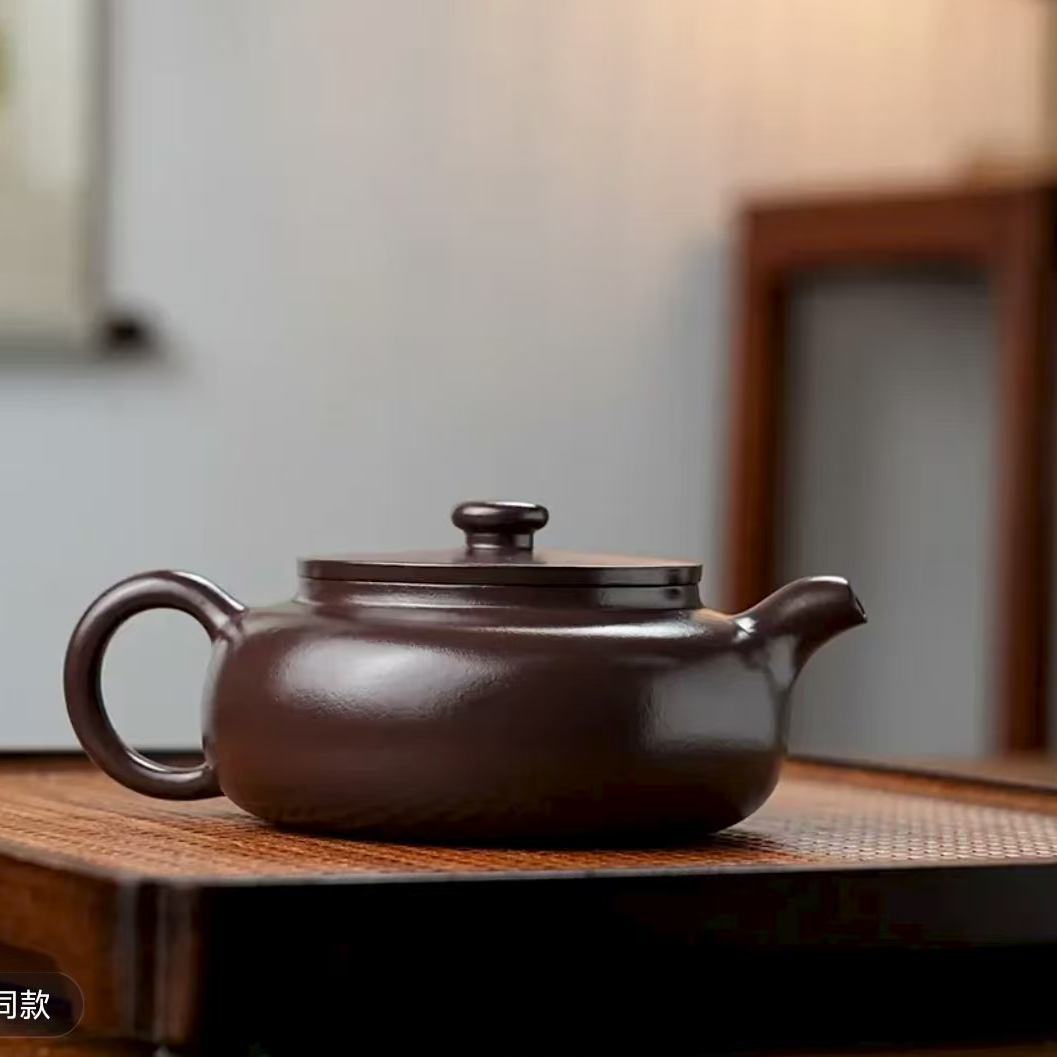 紫砂壶蒋静明一厂老紫泥光素云桥200CC