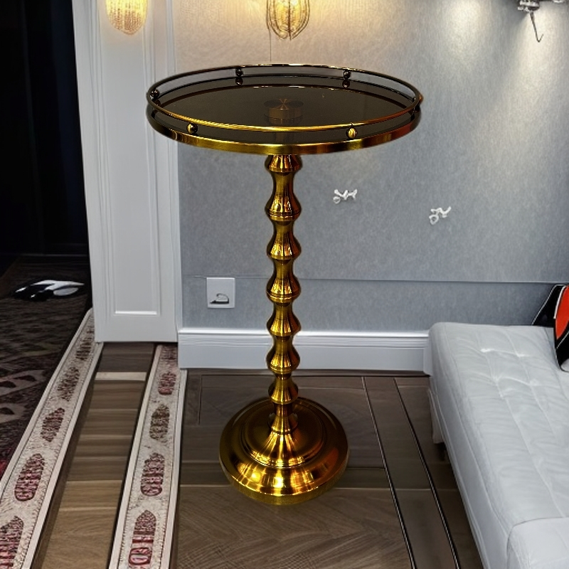 高73cm  直径40cm   金属角几边几复古茶几垫客厅