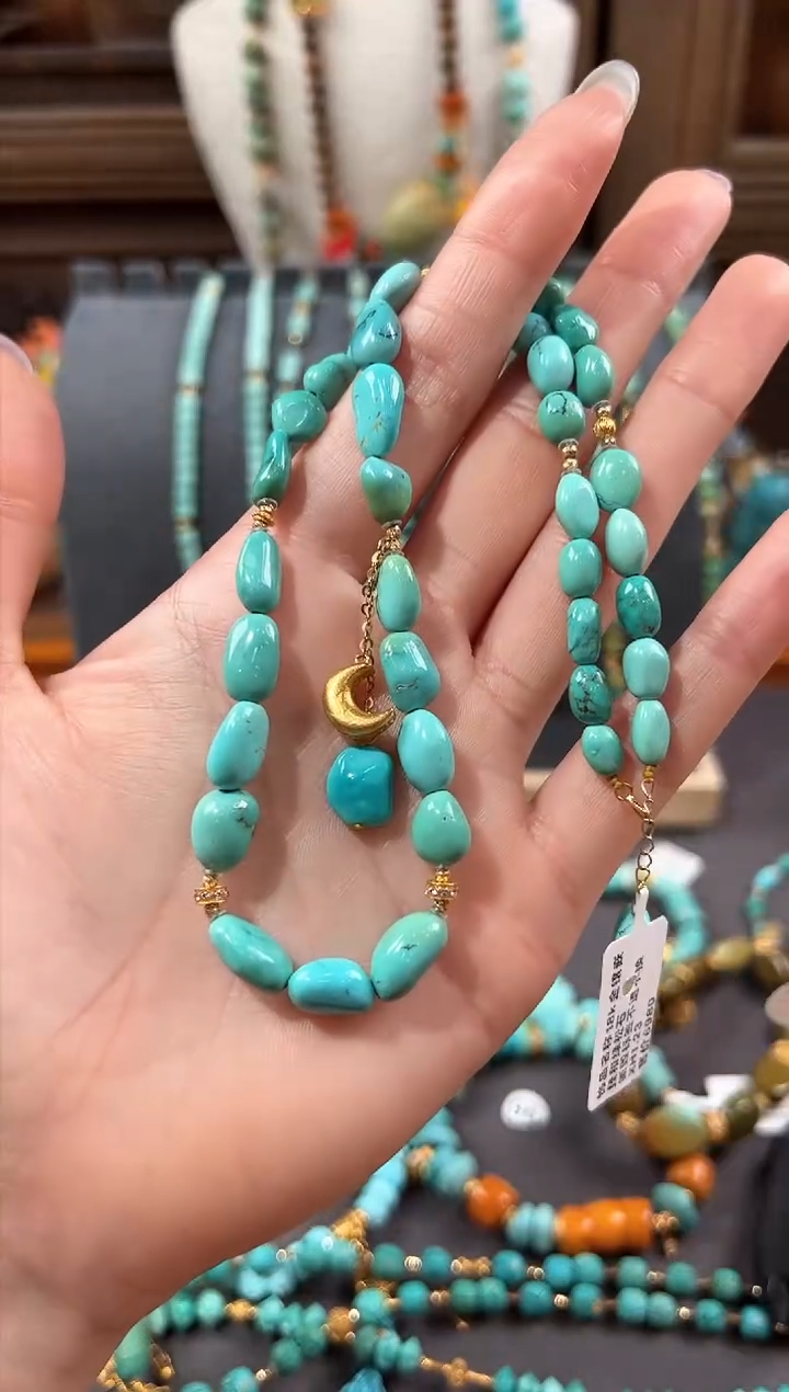 【闪购商品】绿松石颈饰18K金镶嵌绿松石项链