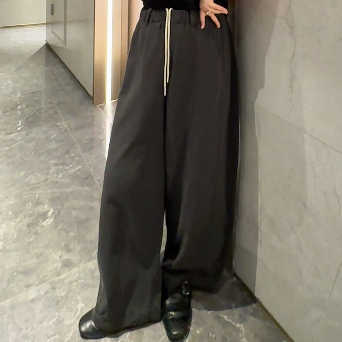 韩式弯刀复古街头做旧水洗纯色男款黑色休闲裤MY025