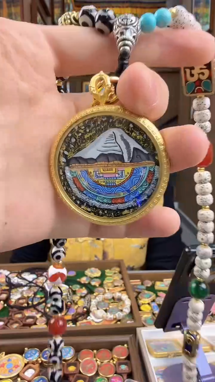 吊坠冈仁波齐-热贡纯手绘唐卡