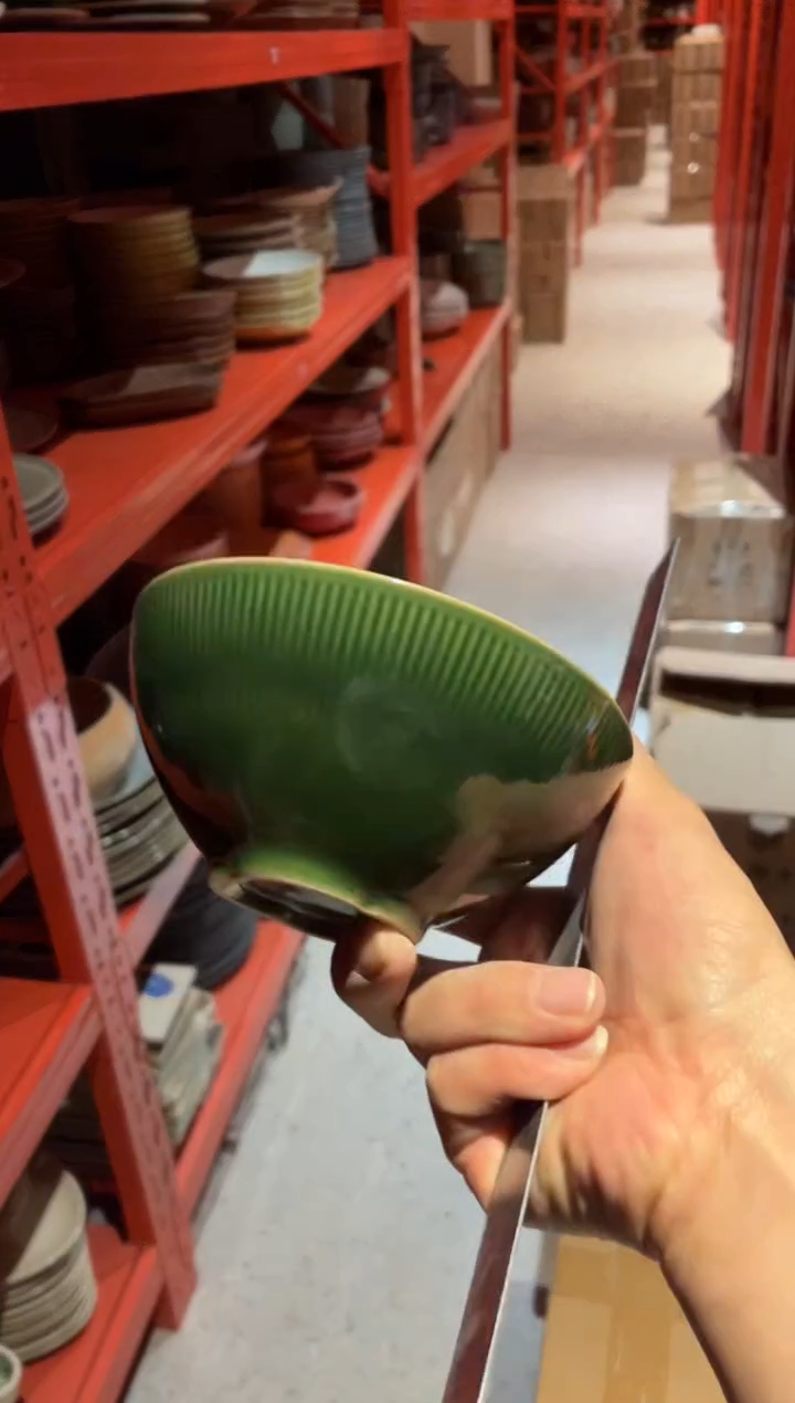 瓷片楠*196 翠绿万福碗1个