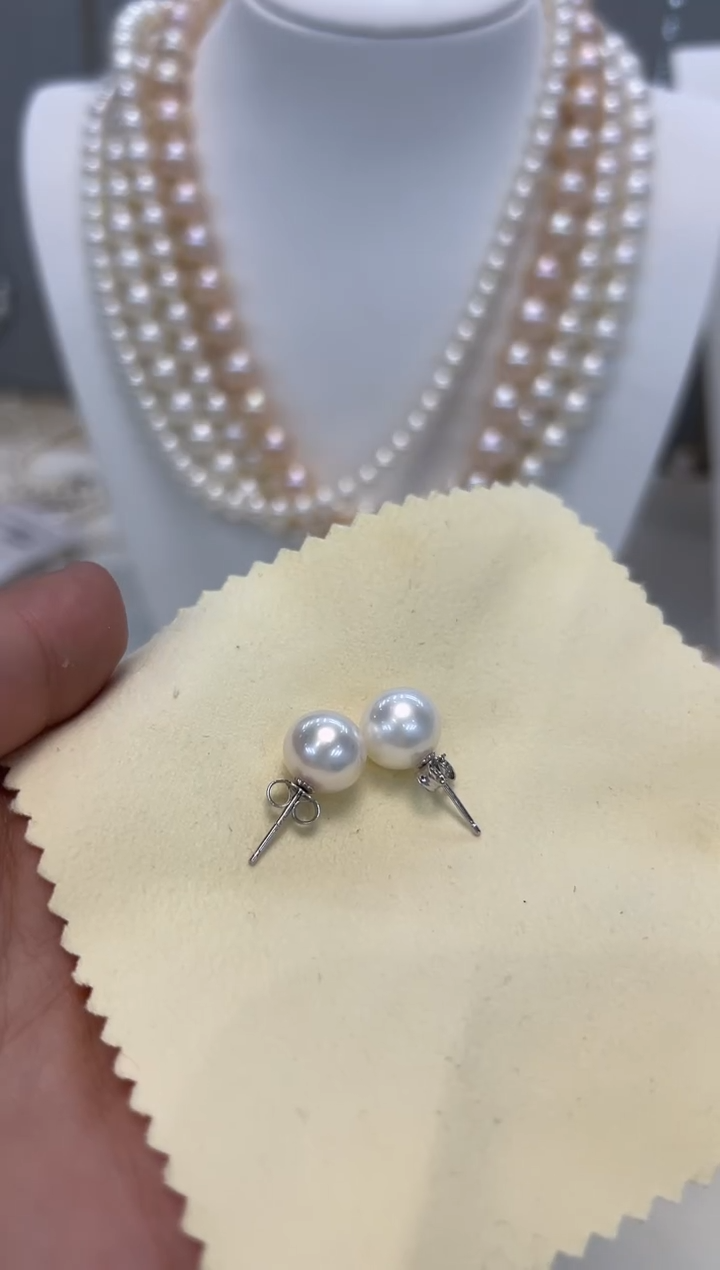 【闪购商品】淡水珍珠耳饰银S925镶嵌9.5-10