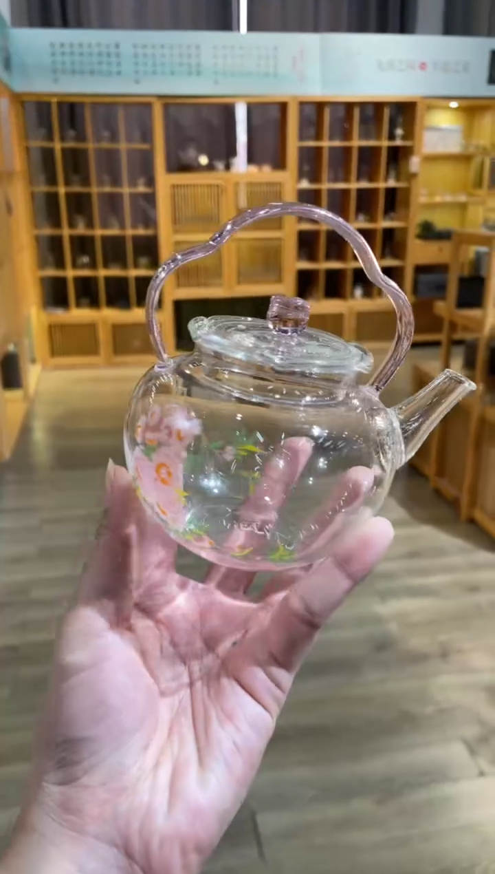 手工艺品玻璃铃兰花小壶粉色