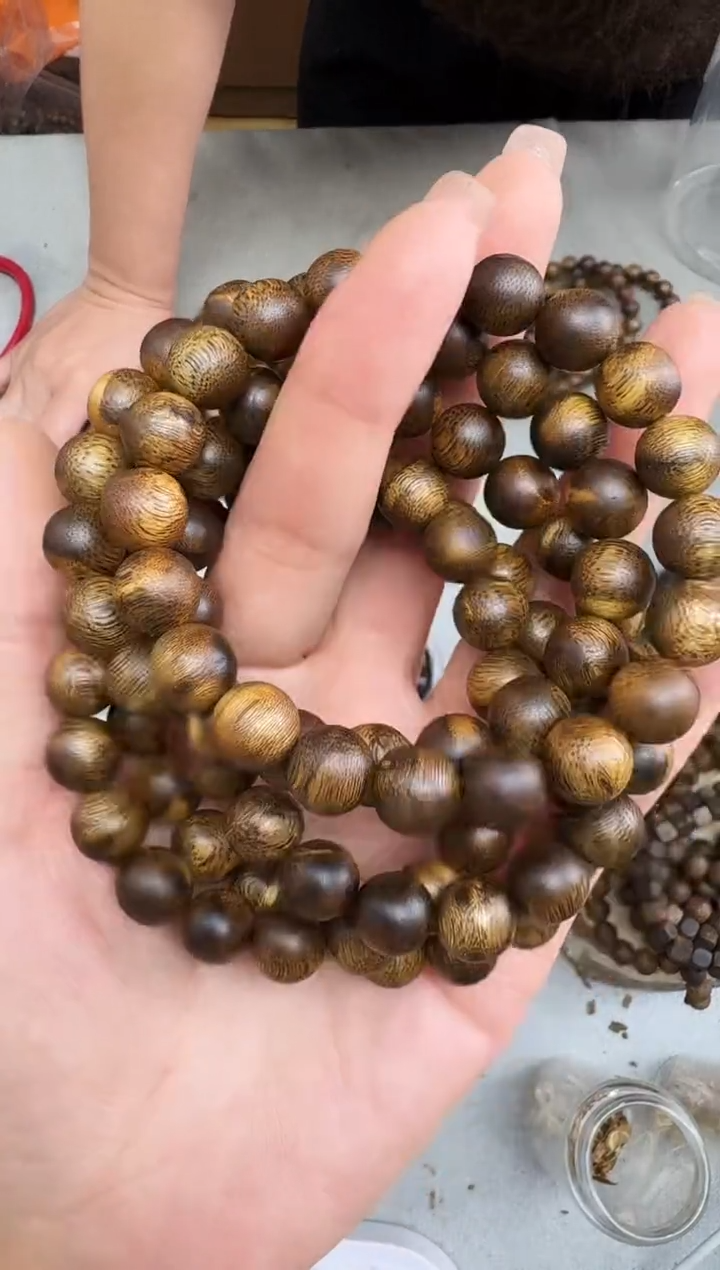 沉香手串1007虎斑棋圆珠单圈多样性发一