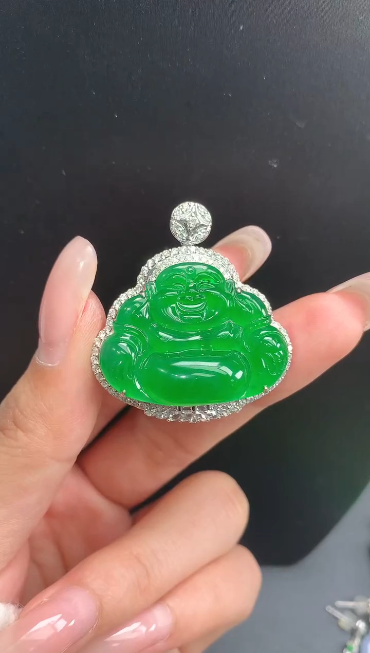 【闪购商品】翡翠颈饰18K金镶嵌佛公1612