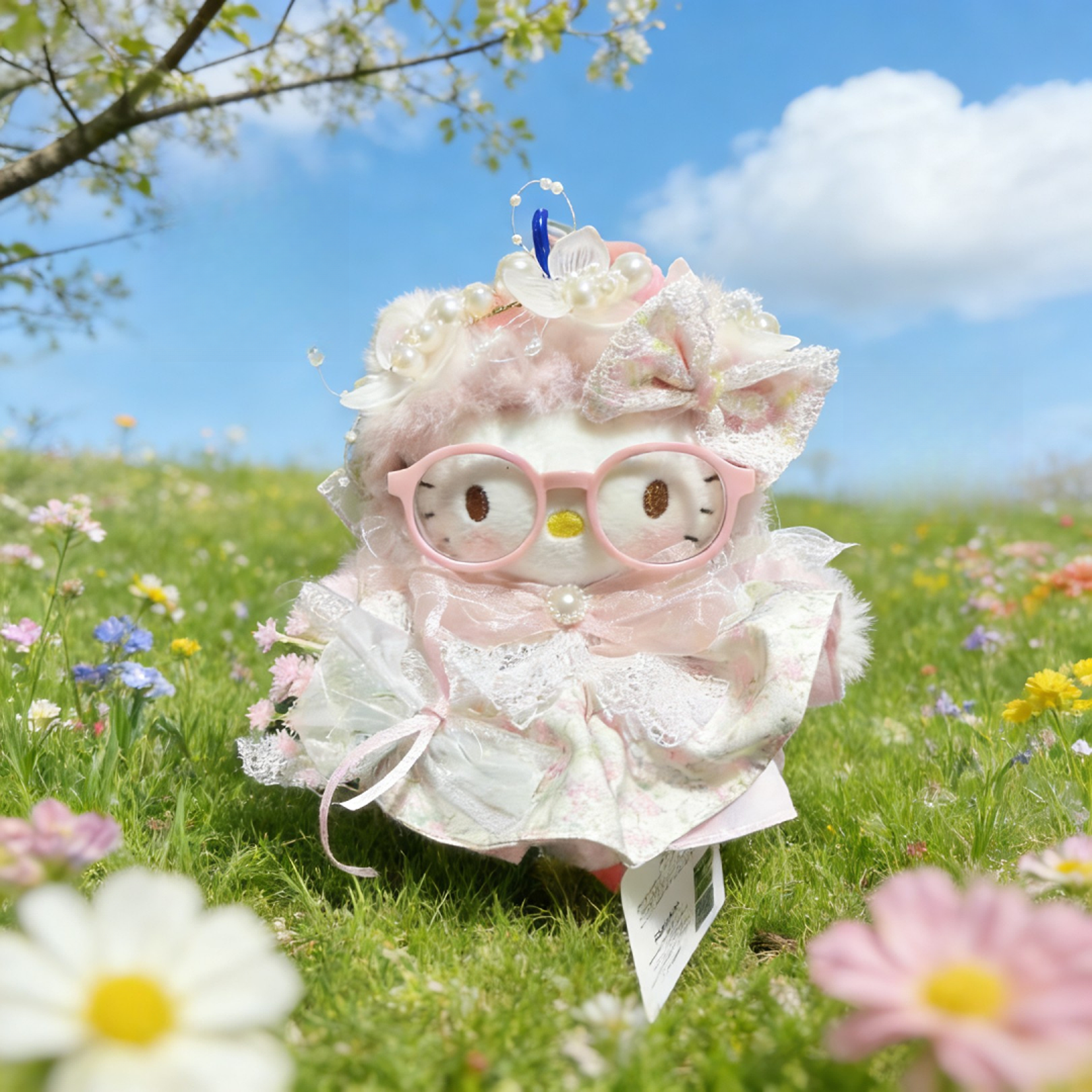 正版HelloKitty花镜奇缘KT挂件三丽鸥毛绒包挂玩偶送朋友生日礼物