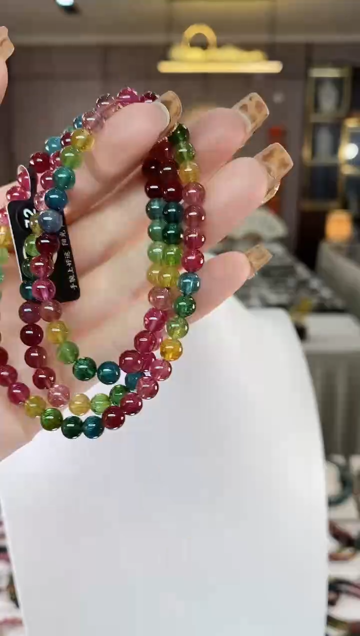 【闪购商品】碧玺三圈手串5mm+未镶嵌一物一证dan