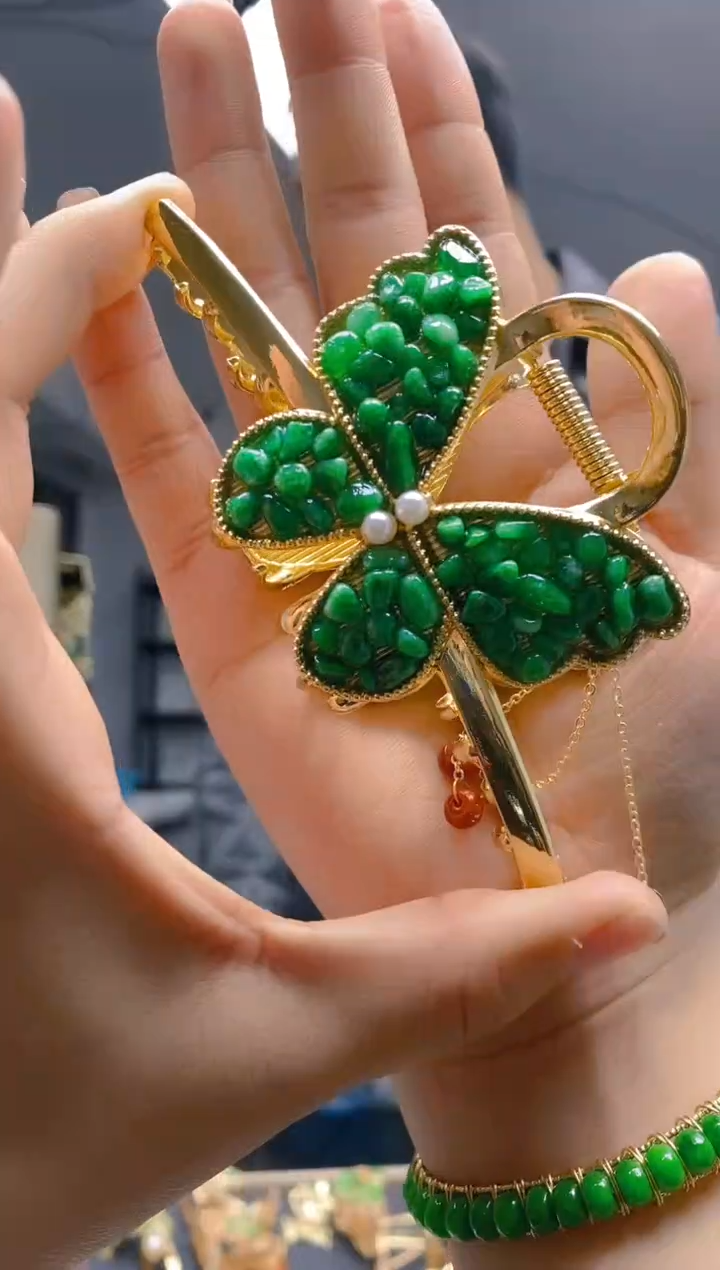 【闪购商品】翡翠耳饰合金0336翡翠发簪