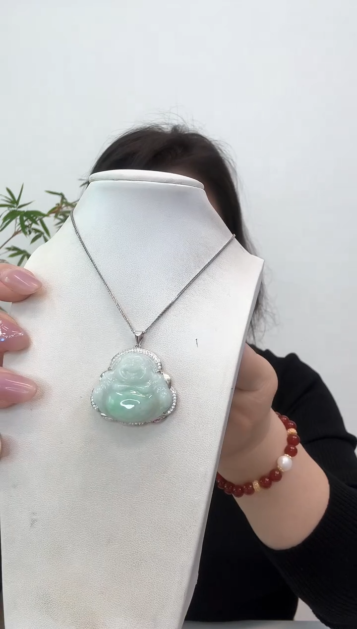【闪购商品】翡翠吊坠(赠链)银S925镶嵌佛公