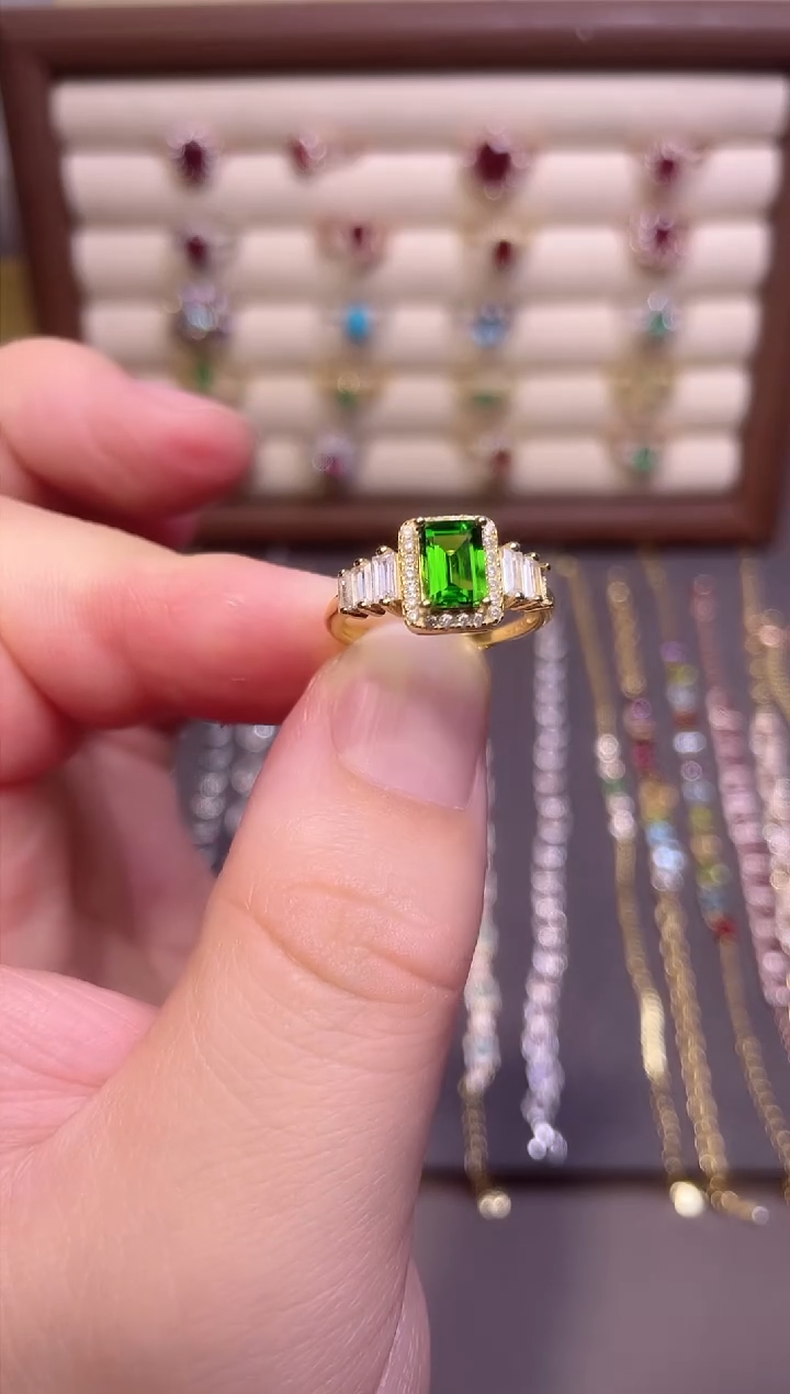 【闪购商品】透辉石戒指银S925镶嵌1