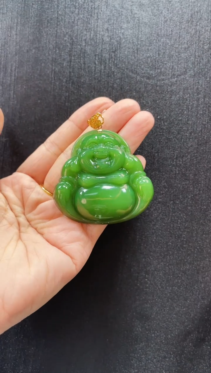 和田玉18K金镶嵌吊坠(赠链)多样性发一