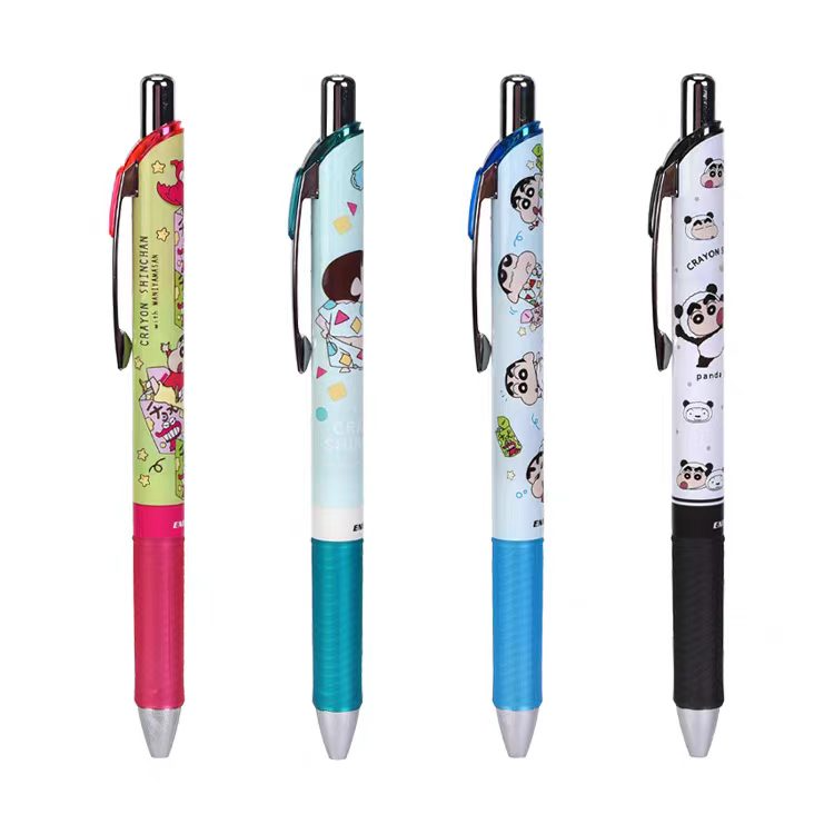 日本Pentel派通BLN75蜡笔小新限定款卡通速干按动中性笔黑色0.5mm