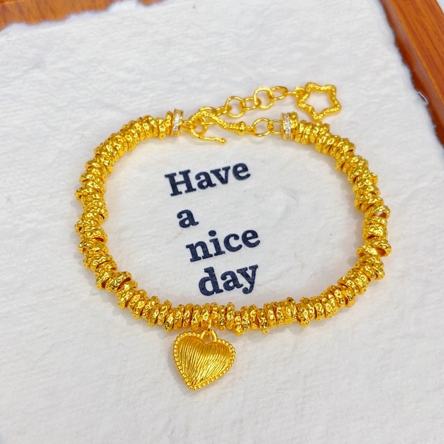 铜合金手链 2388- 时尚拉丝爱心盘缠手链素圈气质轻奢百搭