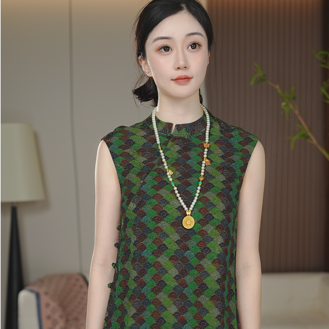 【翠影】2025年春夏款新款绿色新中式马甲C2623-XI