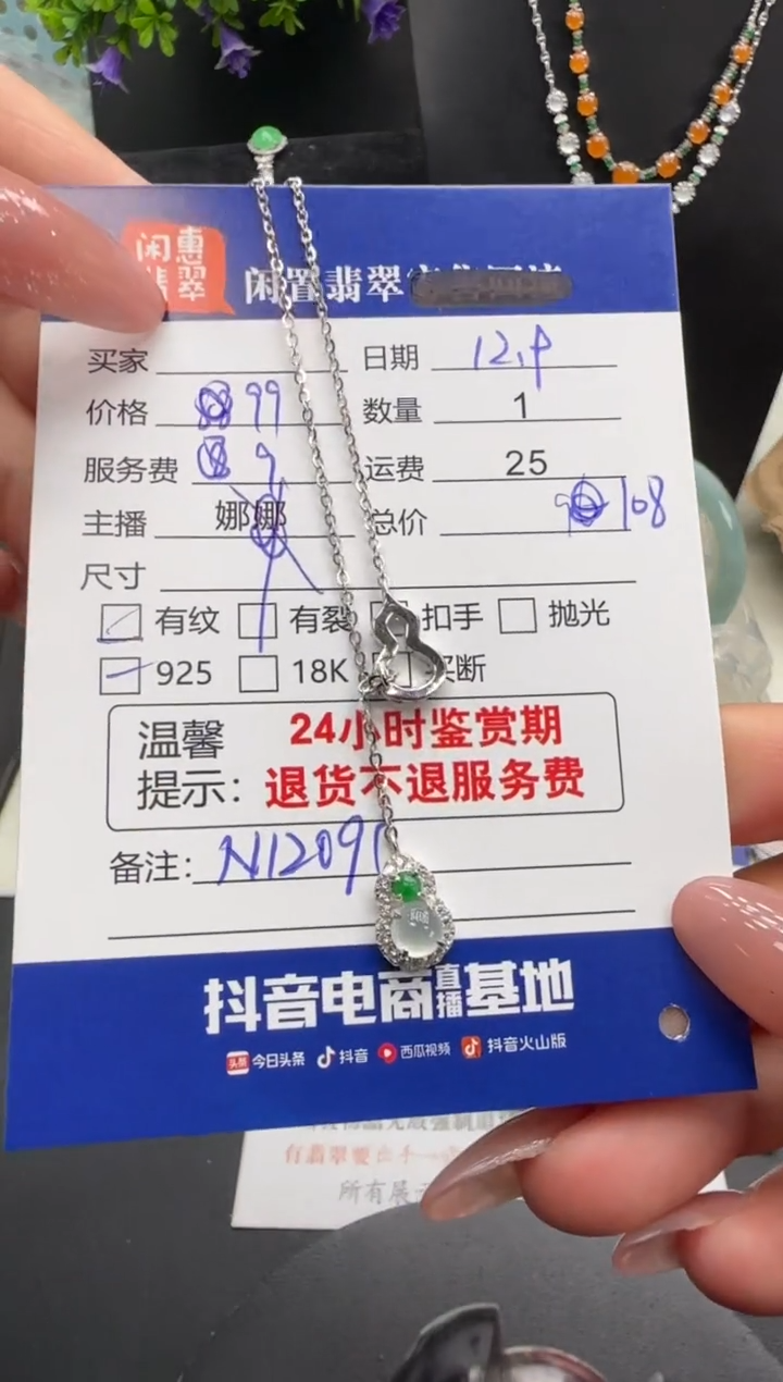 颈饰银S925镶嵌翡翠一***亿翡翠套链