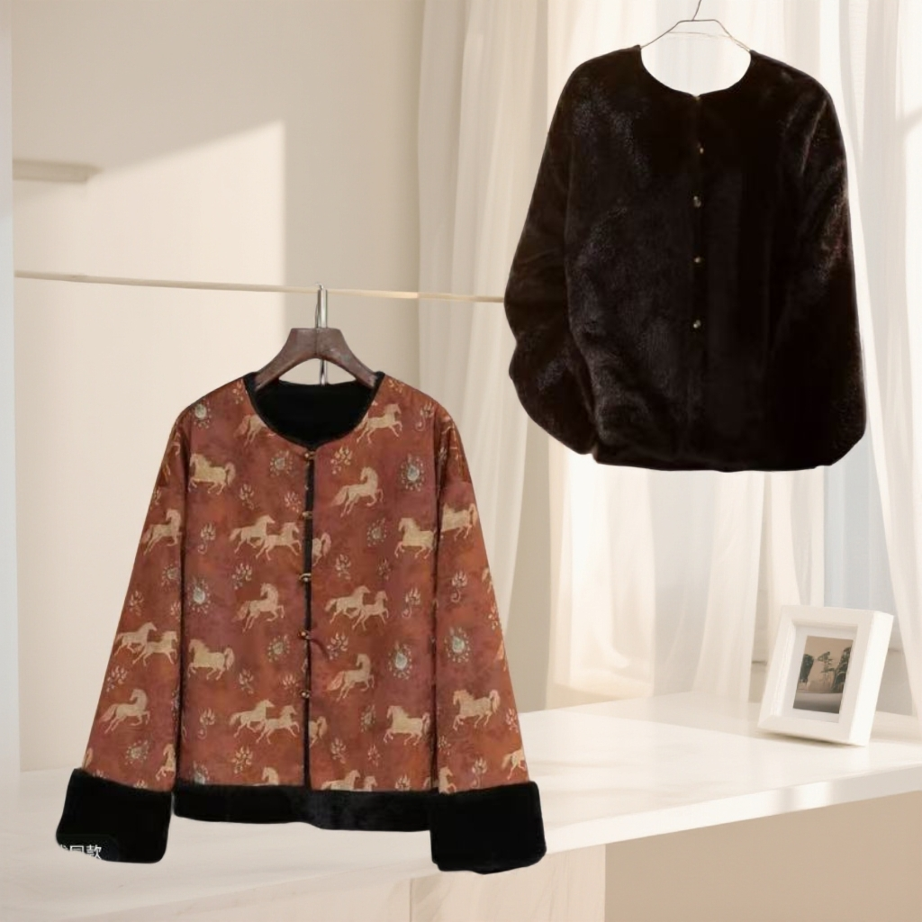 1738马踏祥光外套妈妈装高贵新款妈妈装洋气收腰过膝法式