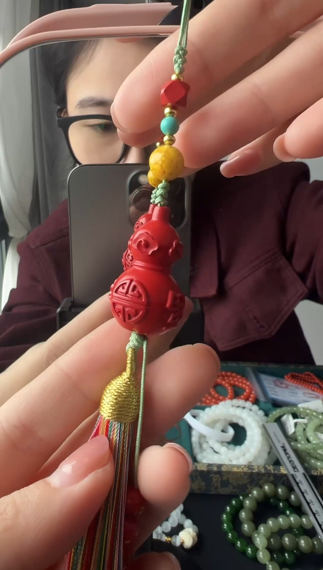 【闪购商品】查罗石车挂未镶嵌平安红葫芦