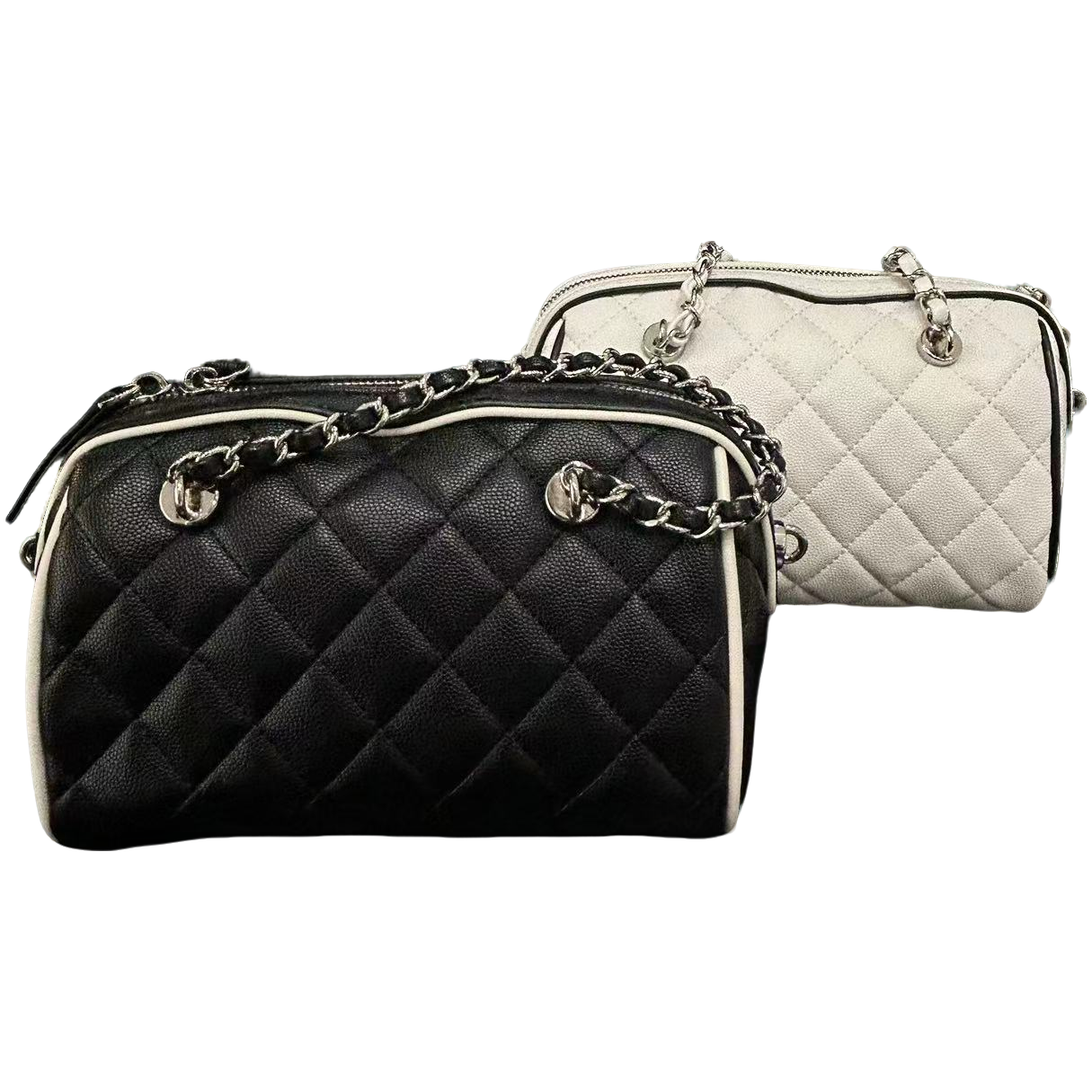 COCO DICV2025新款高端定制时尚女包 鱼边枕头 黑白色 80105霄